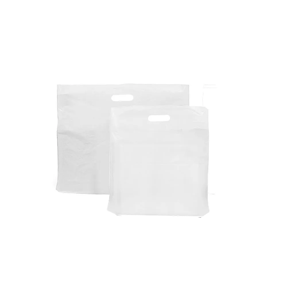 22 x 18 x 3 40mu White Patch Handle Plastic Carrier Bags (B5)