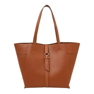 Accessorize London Women's Brown Metal Detail Large Tote Bag