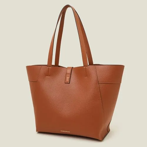 Accessorize London Women's Brown Metal Detail Large Tote Bag