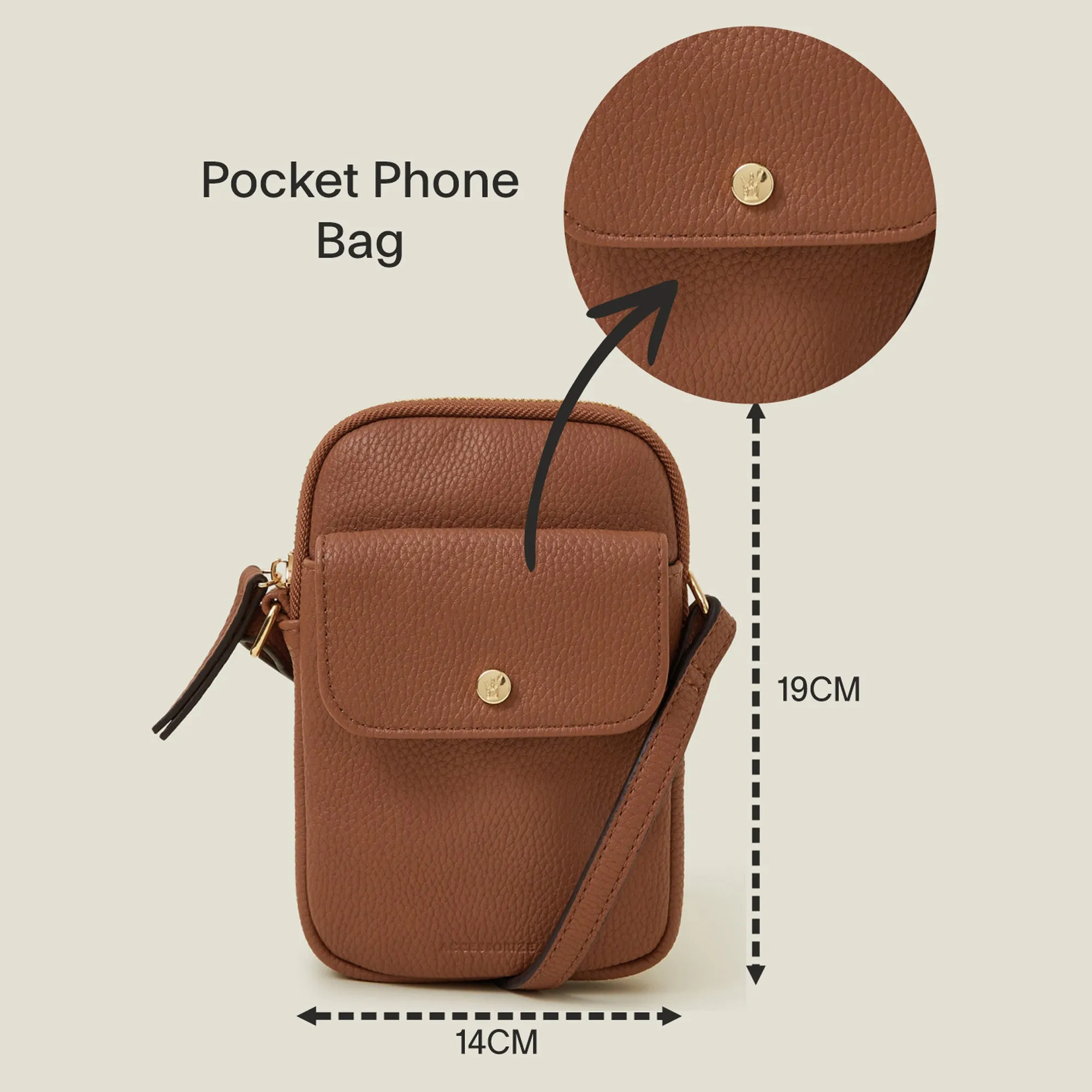 Accessorize London Women's Brown Pocket Phone Bag