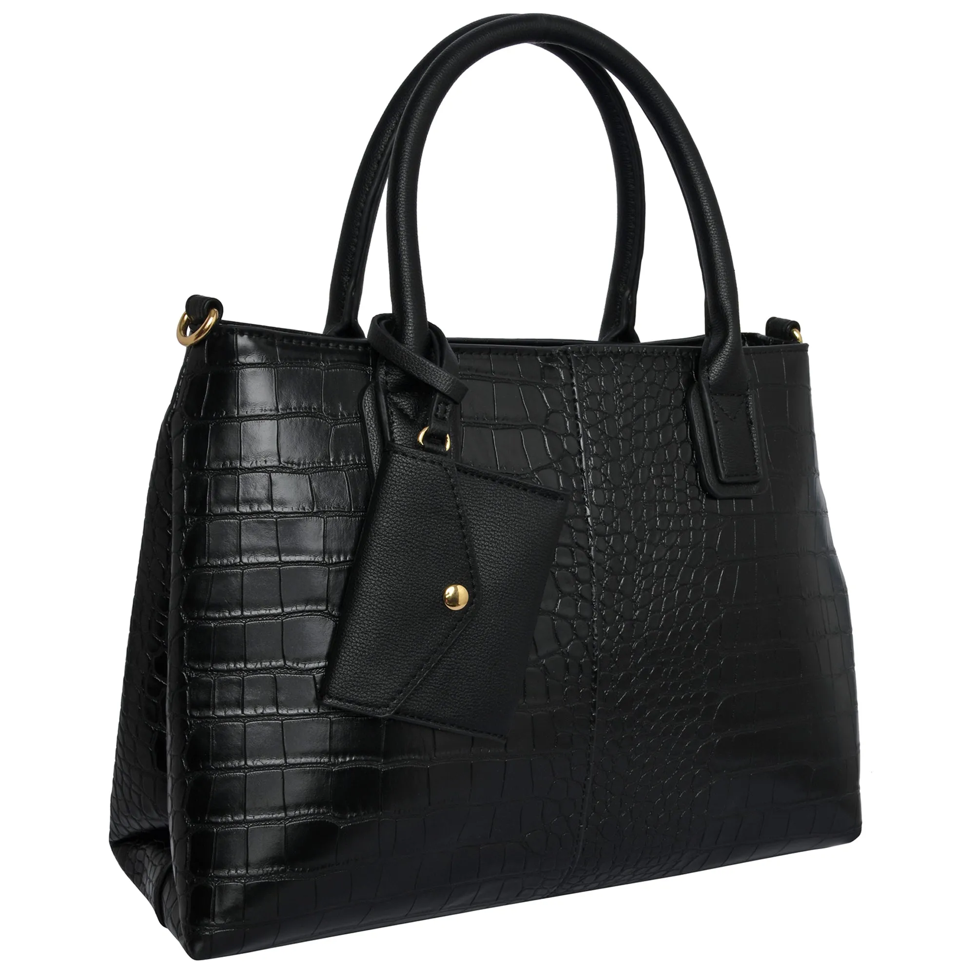 Accessorize London Women's Faux Leather Black Caroline Handheld Bag