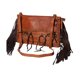 American Darling® Ladies Fringed Brown Leather Shoulder Bag ADBGM307A