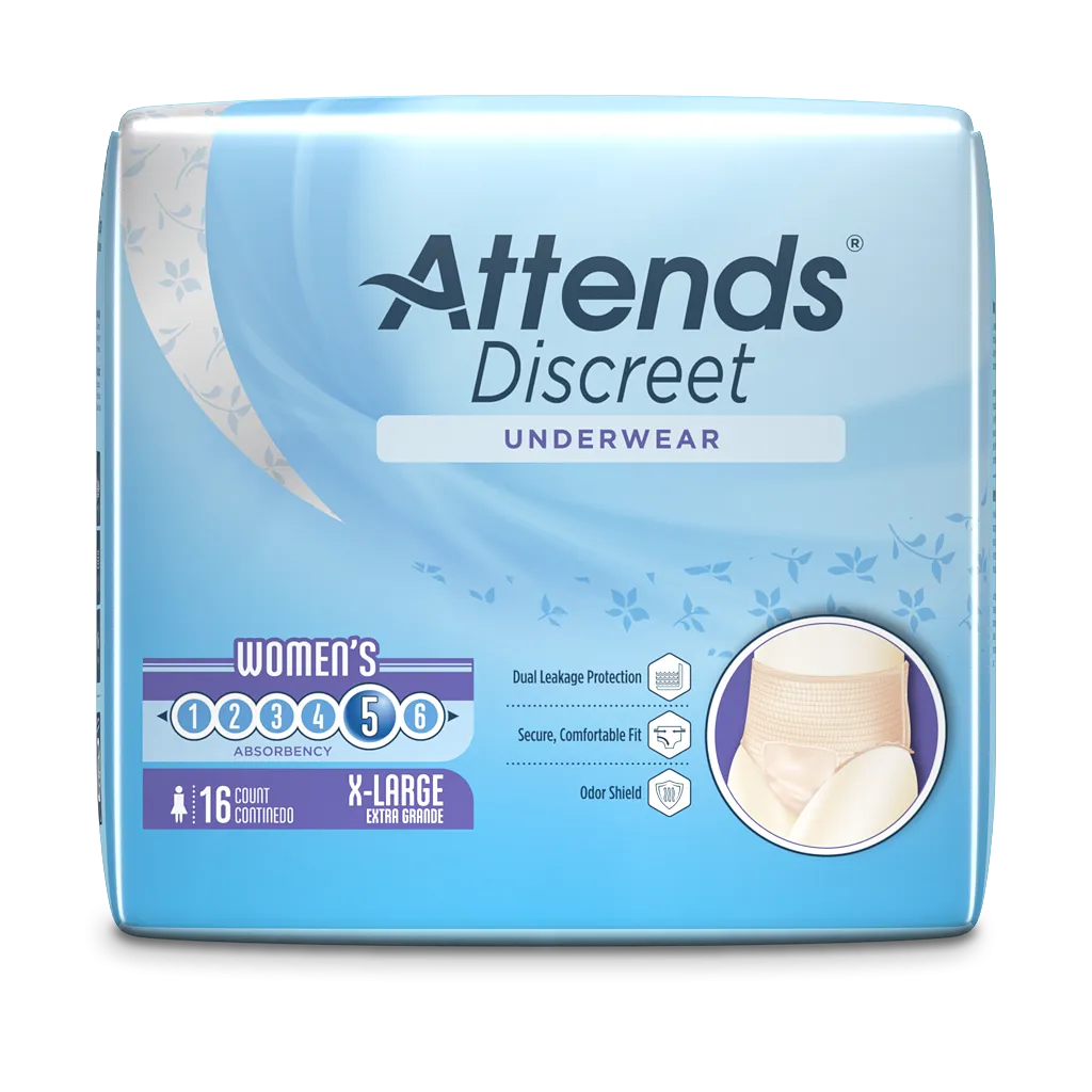 Attends Discreet Women Disposable Incontinence Bladder Leak Underwear