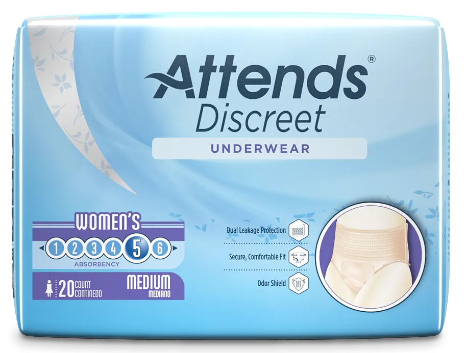 Attends Discreet Women Disposable Incontinence Bladder Leak Underwear