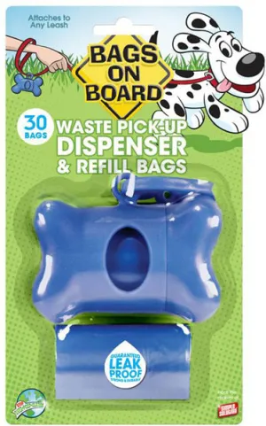 BAGS ON BOARD - Blue Bone Dispenser for Dogs - 30 Bags