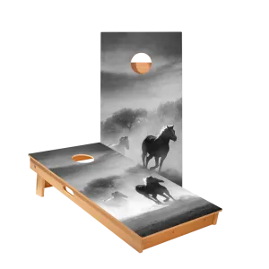 Black And White Horses Star Cornhole Boards