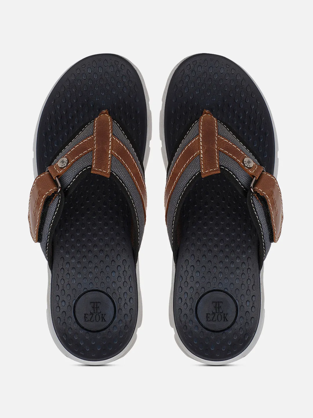 brown Leather flipflops for men