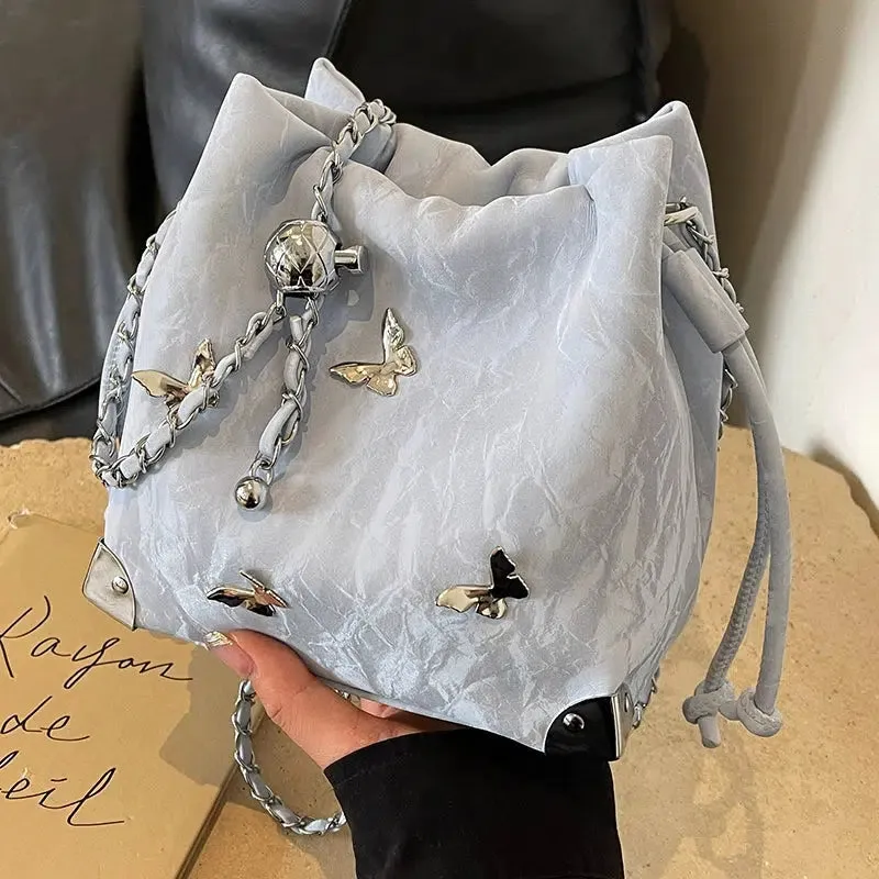 Butterfly Accented Bucket Bag