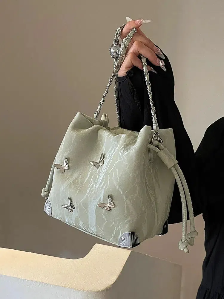 Butterfly Accented Bucket Bag