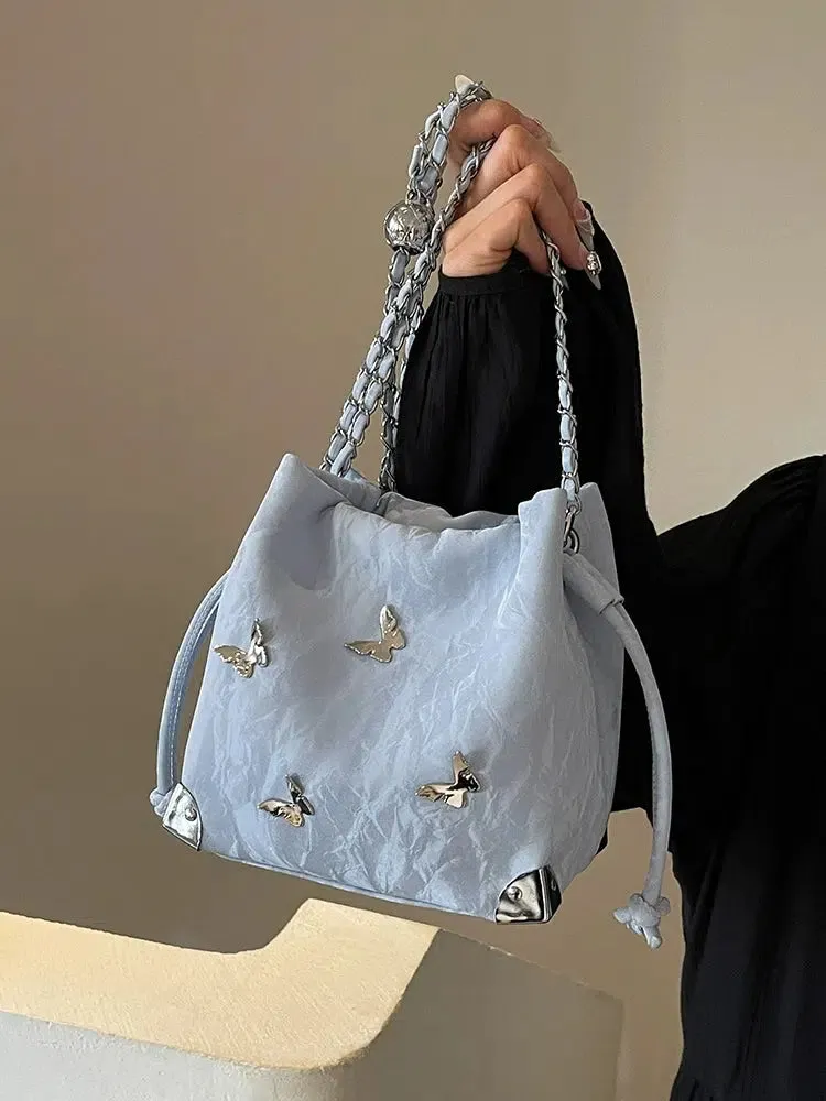 Butterfly Accented Bucket Bag