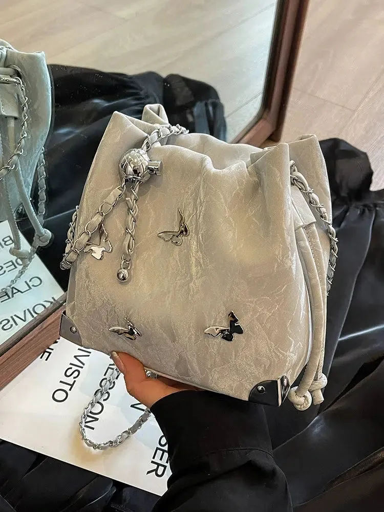 Butterfly Accented Bucket Bag