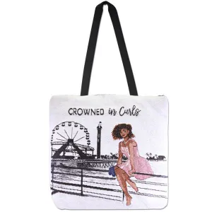 CROWNED IN CURLS WOVEN TOTEBAG