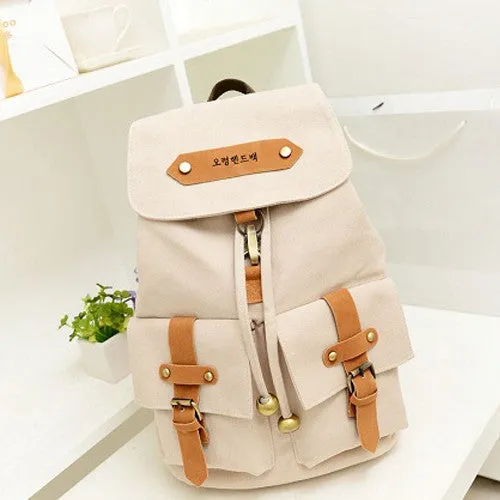 Cute Lady Girls Versatile Vintage Canvas Satchel Backpack Shoulder School Bag