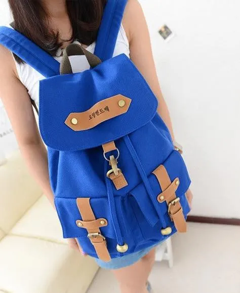 Cute Lady Girls Versatile Vintage Canvas Satchel Backpack Shoulder School Bag