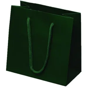 Dark Green Matte Rope Handle Euro-Tote Shopping Bags - 6.5 x 3.5 x 6.5