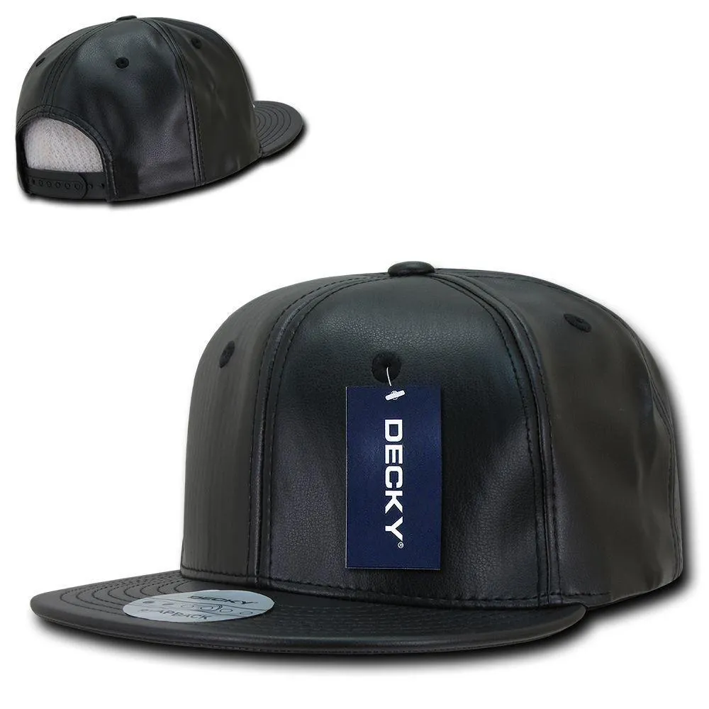 Decky Faux Leather Snapbacks Retro Flat Bill Baseball Hats Caps Unisex