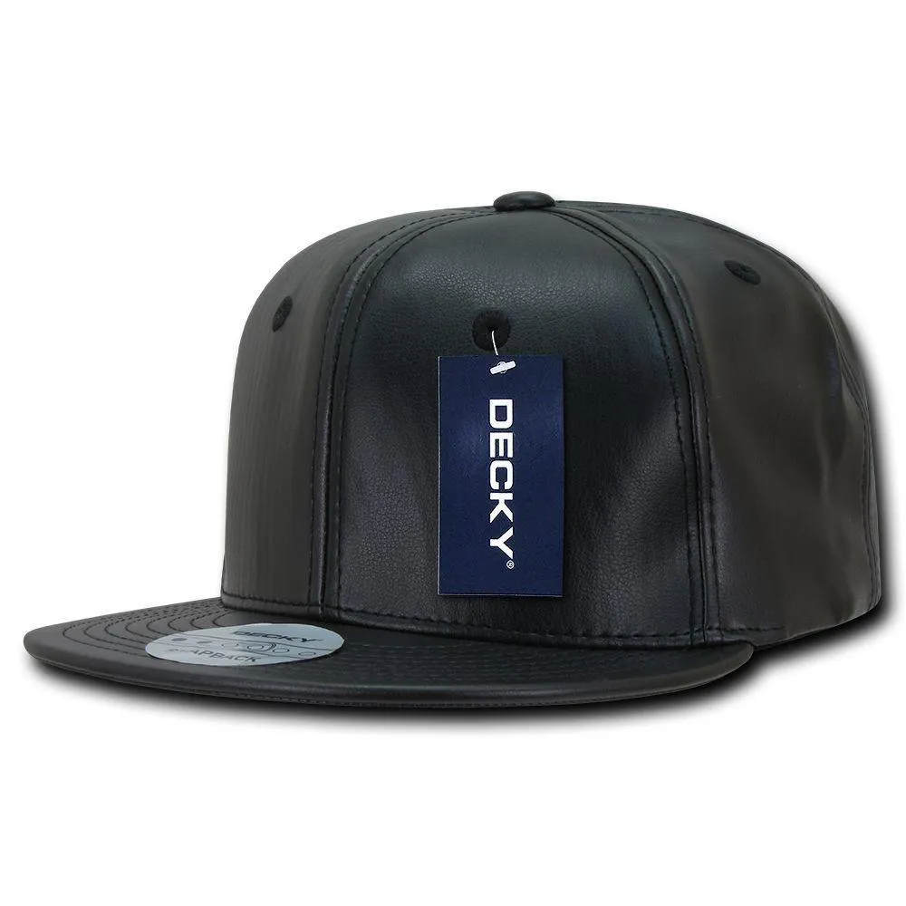 Decky Faux Leather Snapbacks Retro Flat Bill Baseball Hats Caps Unisex