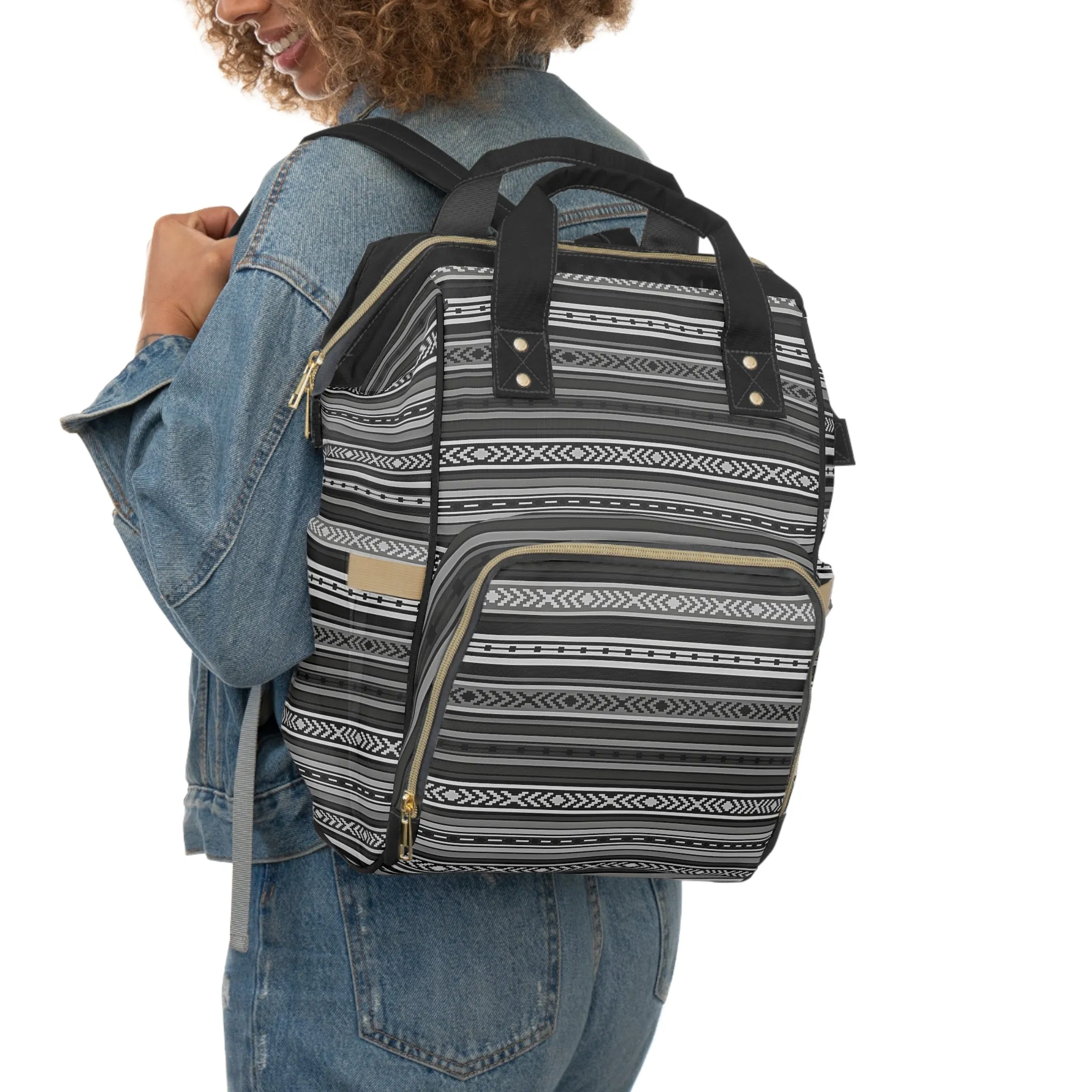 Diaper Backpack Gray Santa Fe Southwestern Bag Diaper Bags Multifunctional