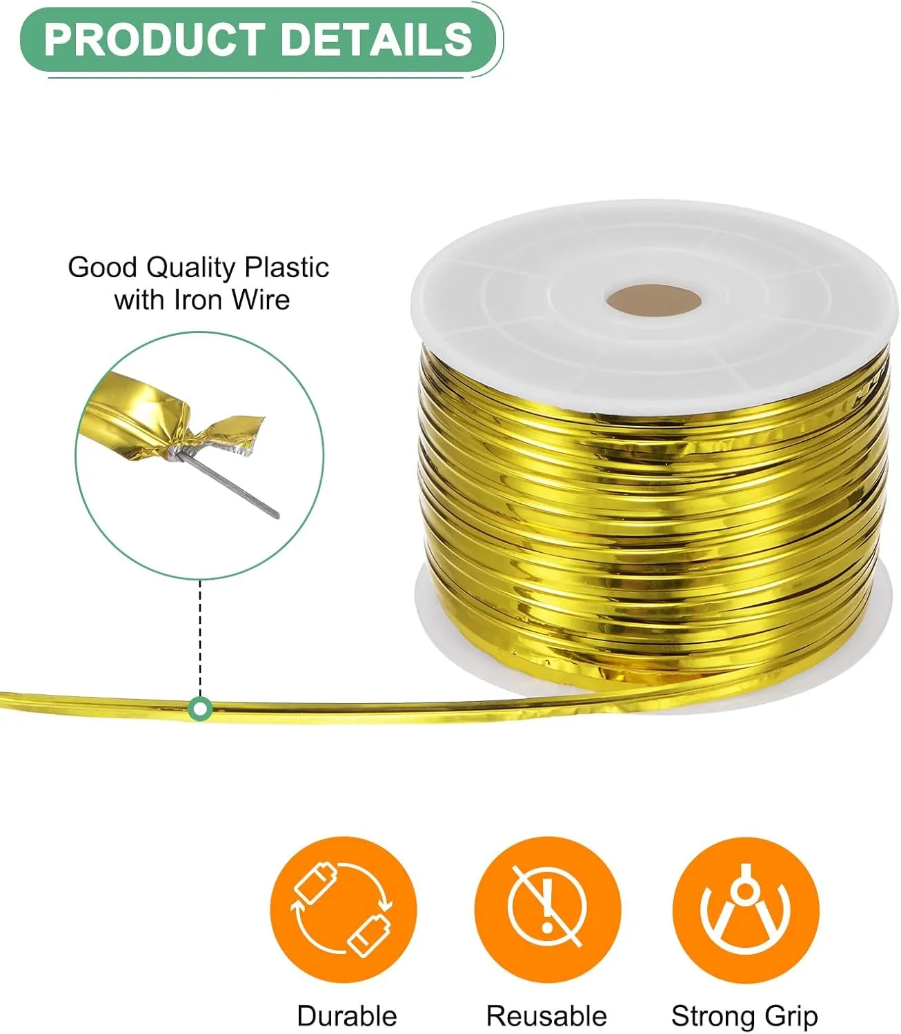 Esslly Gold Aluminium Twist Tie Roll | 80 Meter | For Chocolatiers & Bakers