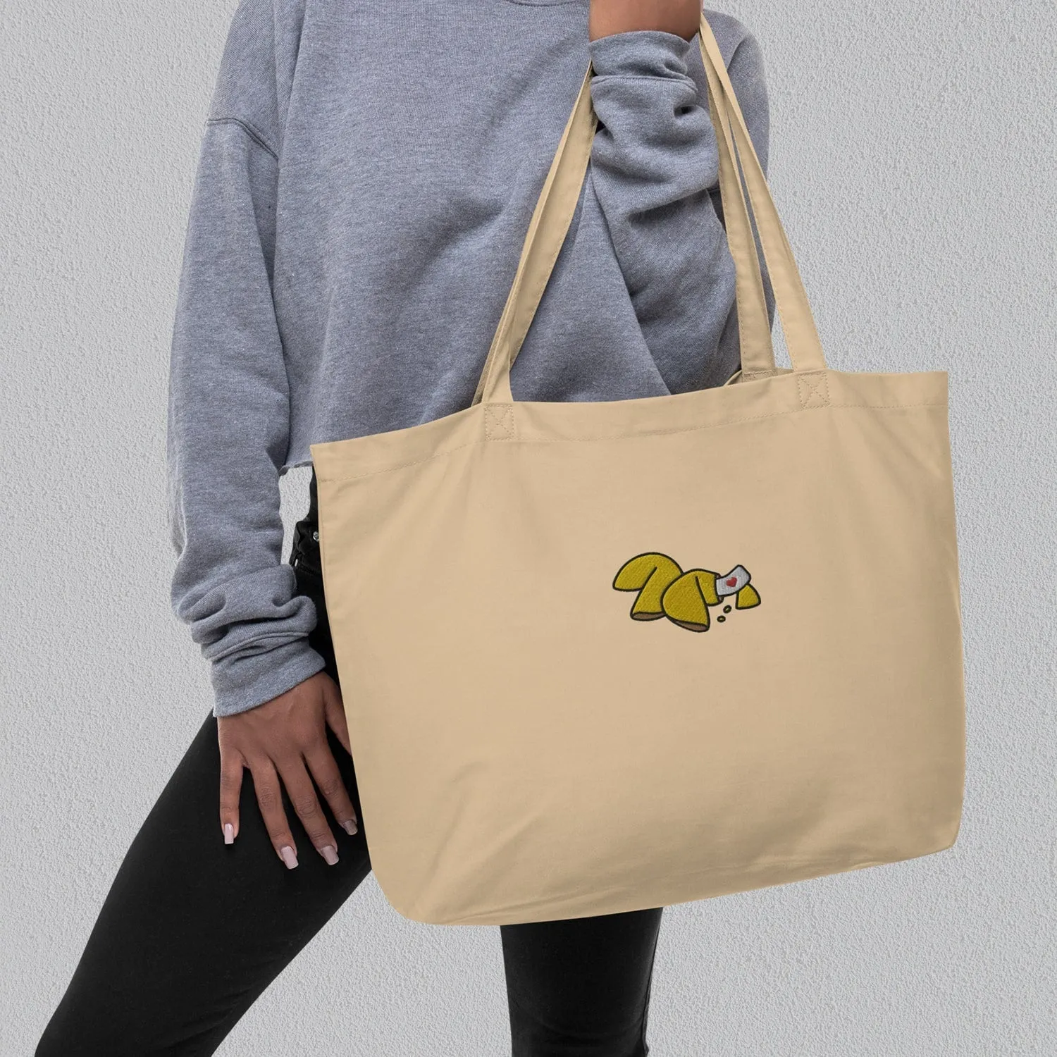 Fortune Cookie Embroidered Large Tote