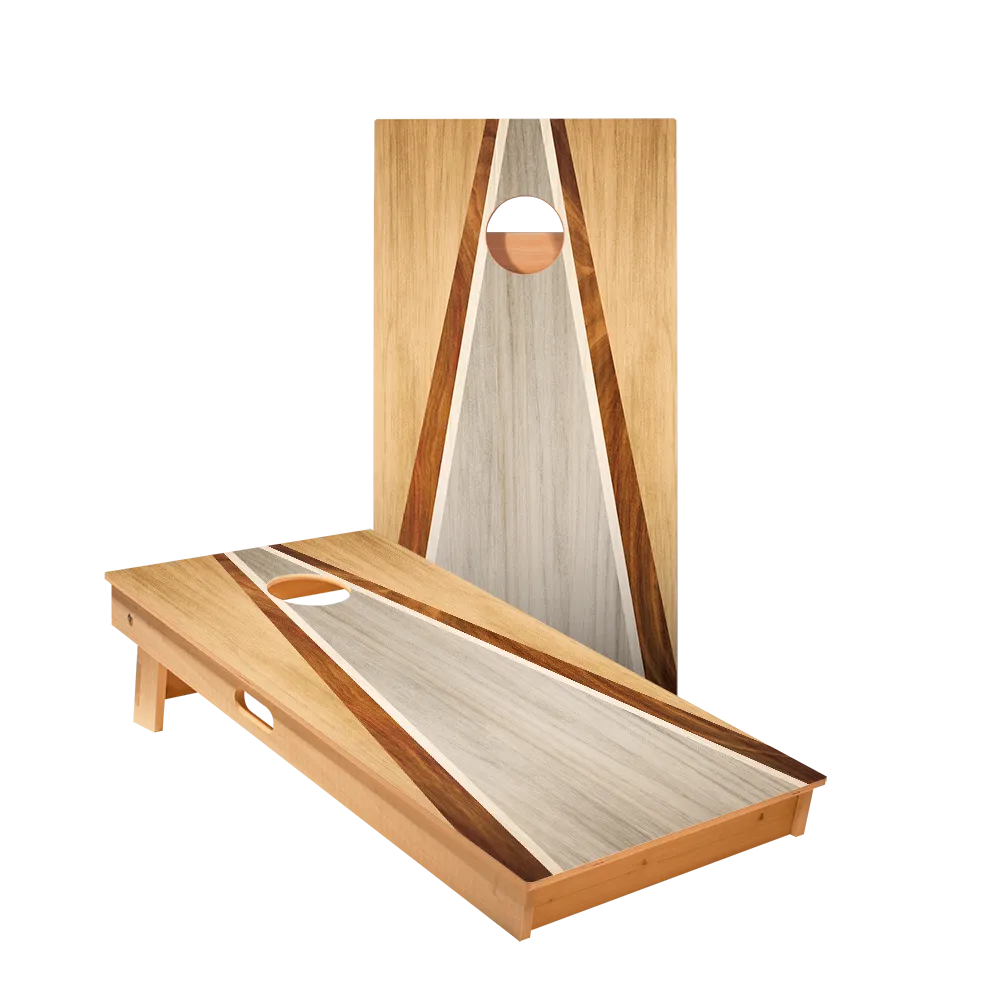 Full Triangle - Natural and Gray Wood Star Cornhole Boards