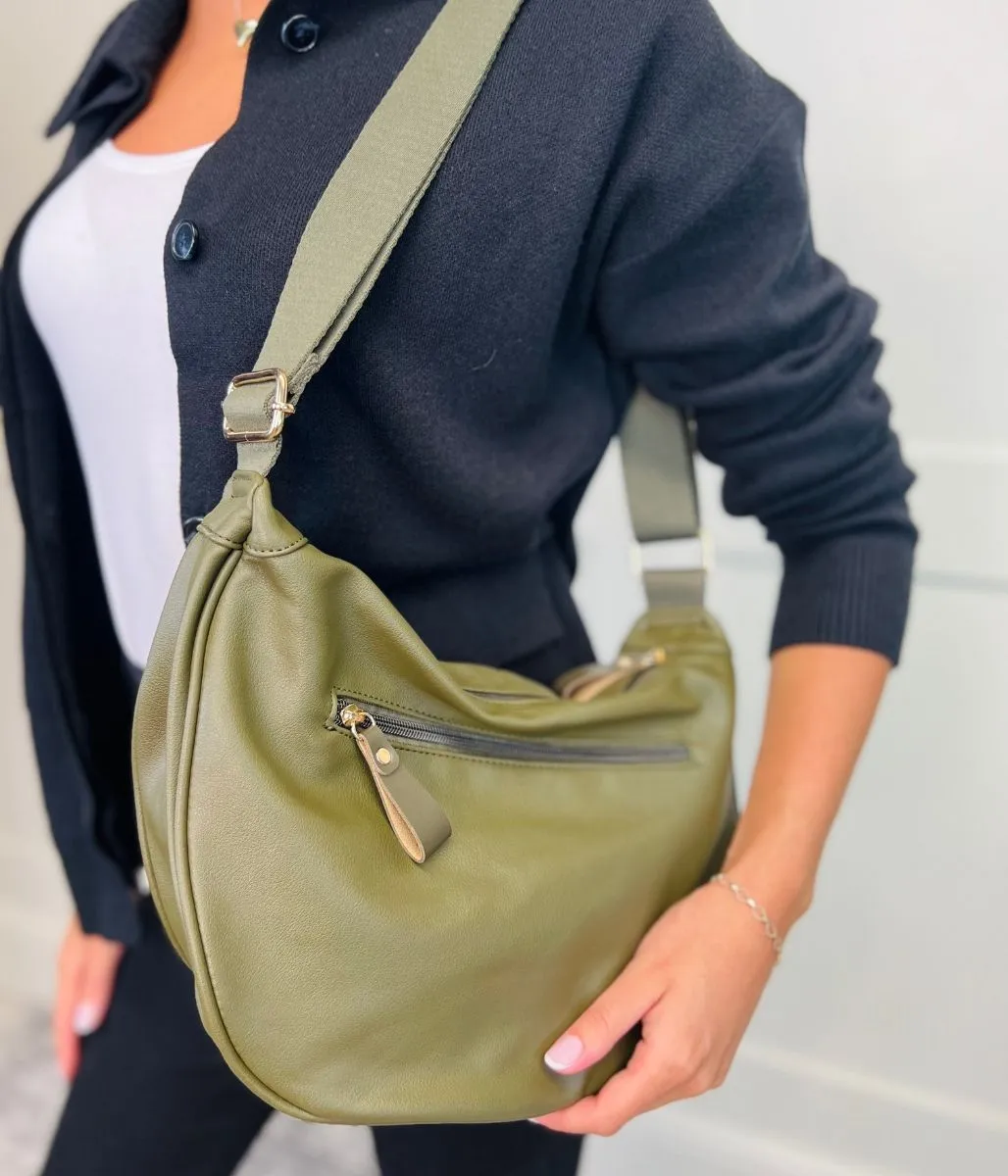 Khaki Crescent Sling Bag