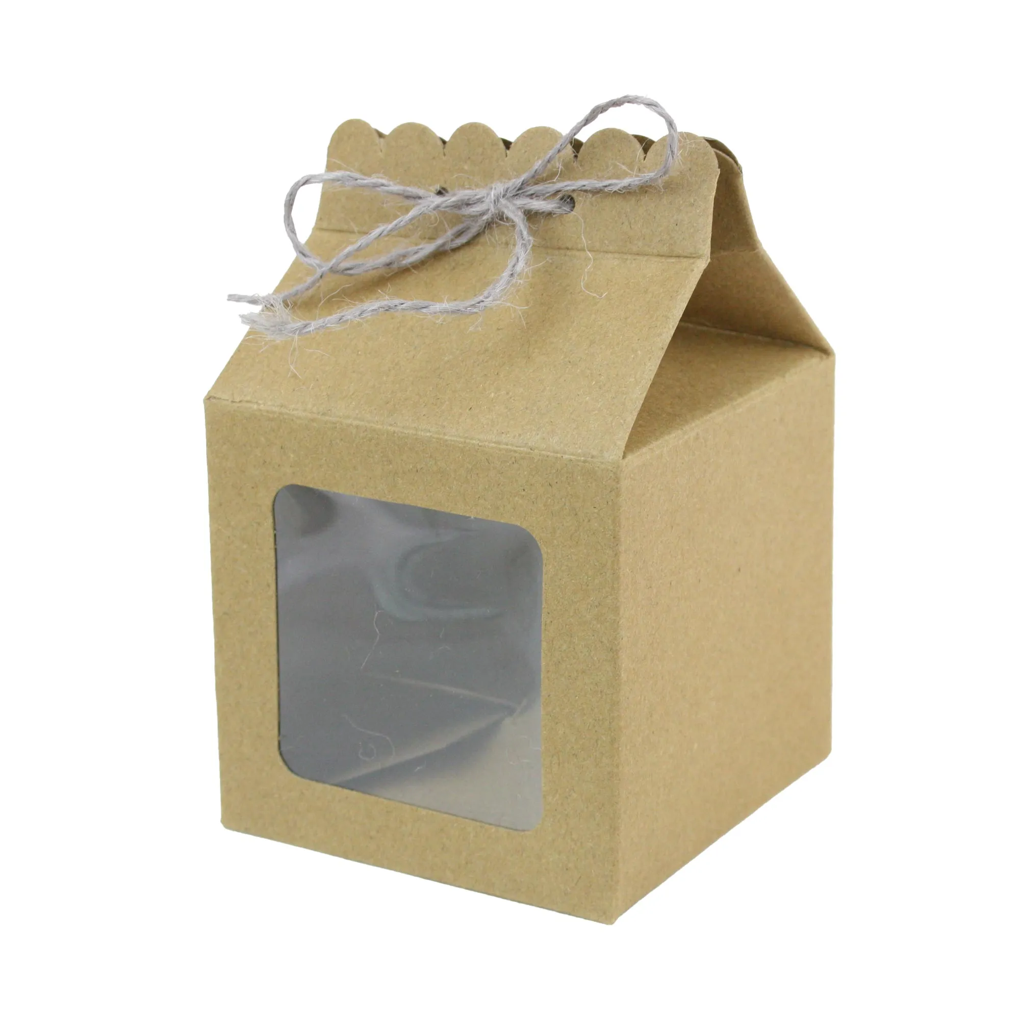 Kraft Gift Box with Clear Window and Twine Closure Pack of 12