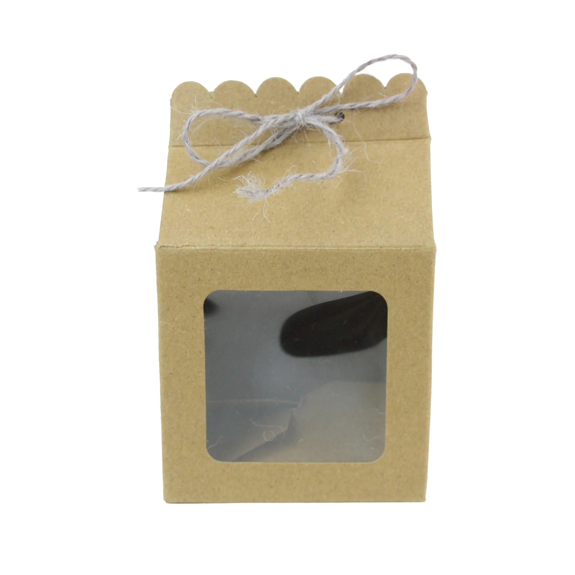 Kraft Gift Box with Clear Window and Twine Closure Pack of 12