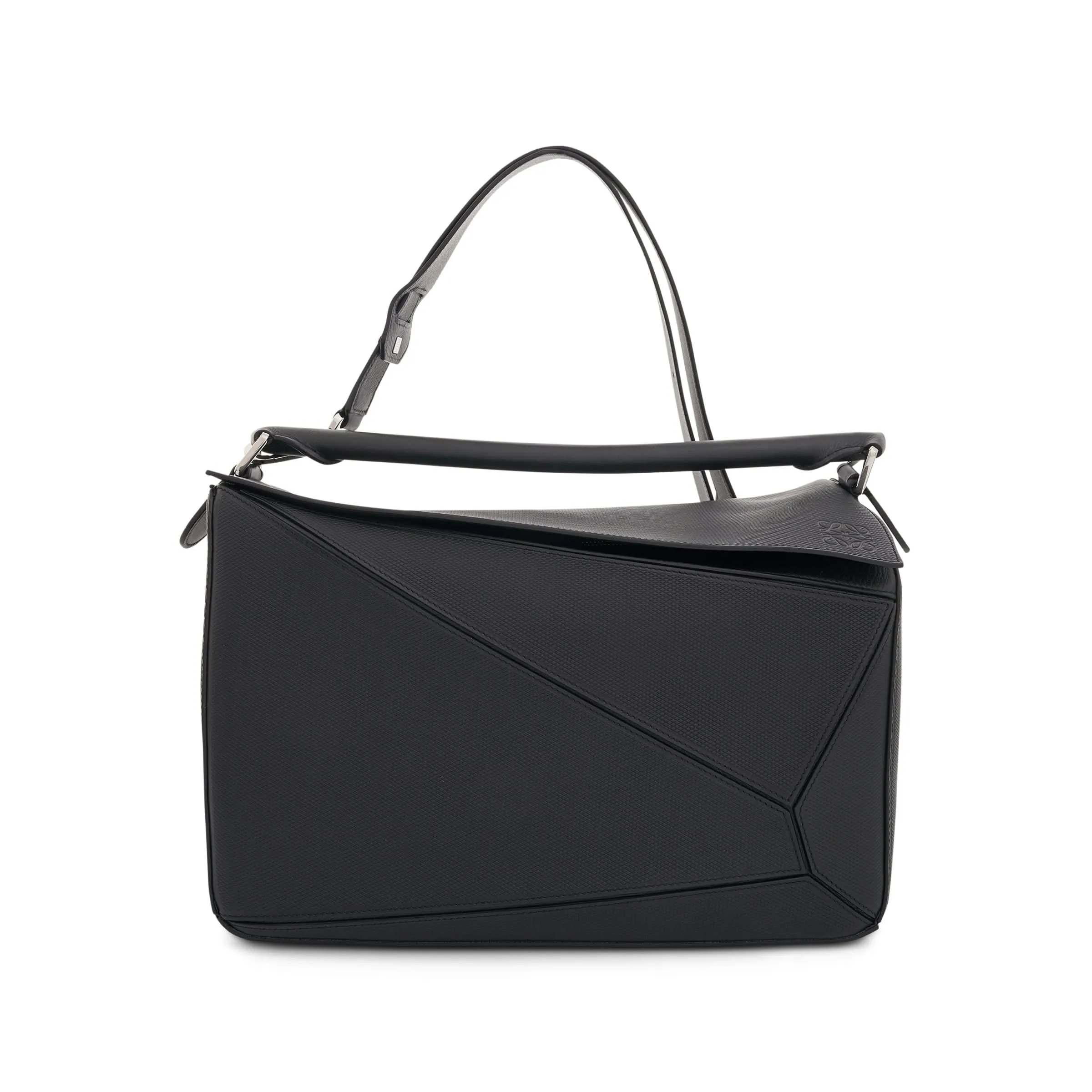 Large Puzzle Bag in Diamond Calfskin in Black