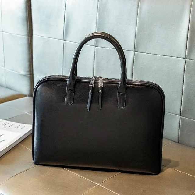 Luxury CrocLeather Laptop Tote & Shoulder Bag