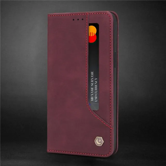 Luxury Leather Flip Wallet Case For iPhone Business Magnetic Card Phone Cover