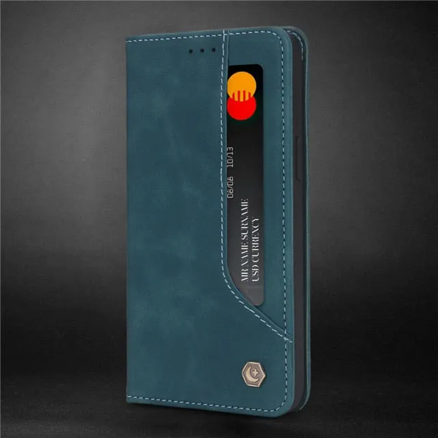 Luxury Leather Flip Wallet Case For iPhone Business Magnetic Card Phone Cover