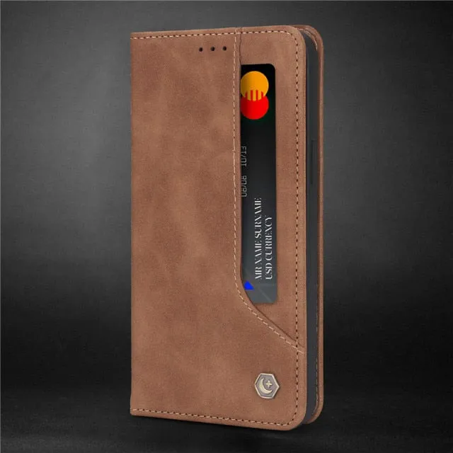 Luxury Leather Flip Wallet Case For iPhone Business Magnetic Card Phone Cover