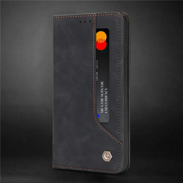 Luxury Leather Flip Wallet Case For iPhone Business Magnetic Card Phone Cover