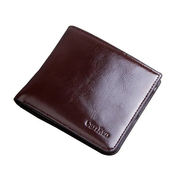 Men Large Capacity Multifunctional Oil Wax Vintage Zipper Hasp Wallet