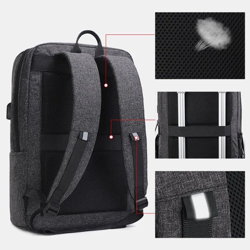 Men Multifunctional Large Capacity Backpack Computer Bag With USB Charging Port