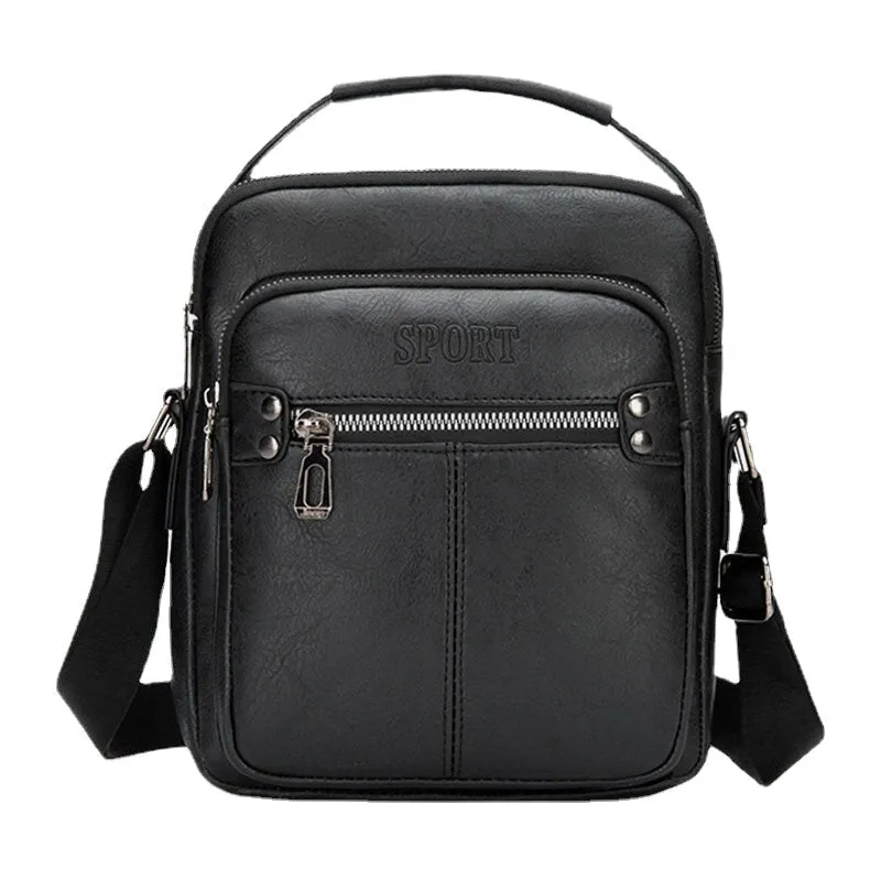 Men PU Leather Back Anti-theft Pocket Crossbody Bags Multifunctional Large Capacity Waterproof Messenger Bag Shoulder