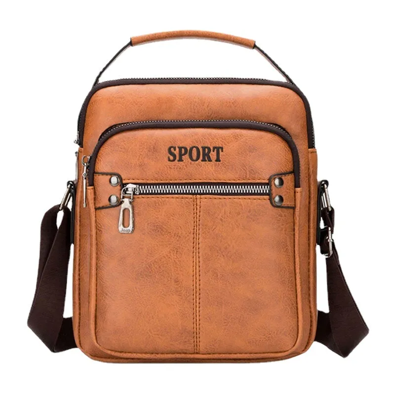 Men PU Leather Back Anti-theft Pocket Crossbody Bags Multifunctional Large Capacity Waterproof Messenger Bag Shoulder