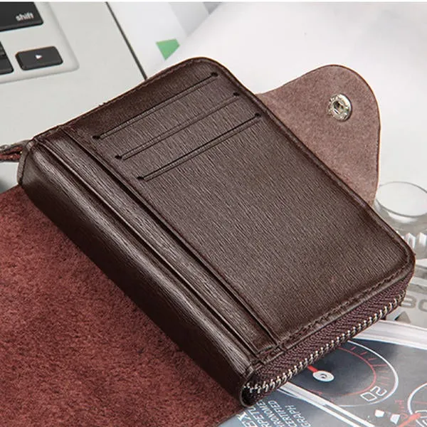 Men PU Leather Minimalist Zipper Wallet Multifunctional Multicard Card Holder