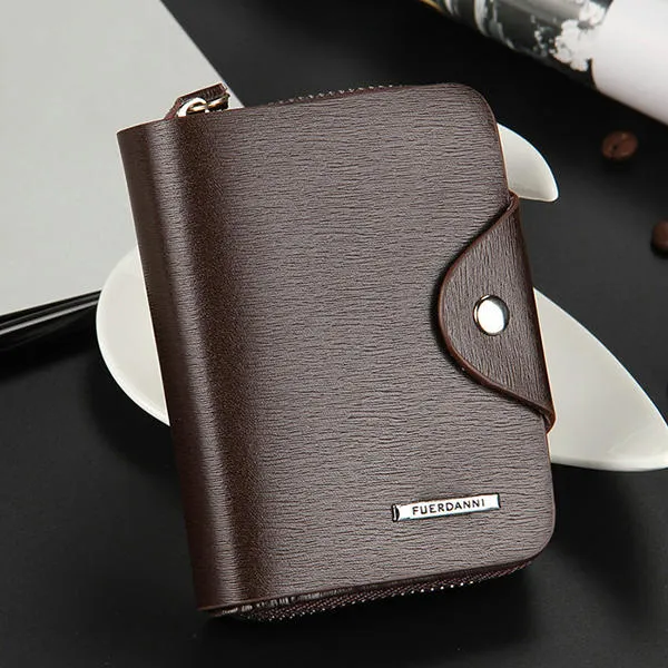 Men PU Leather Minimalist Zipper Wallet Multifunctional Multicard Card Holder