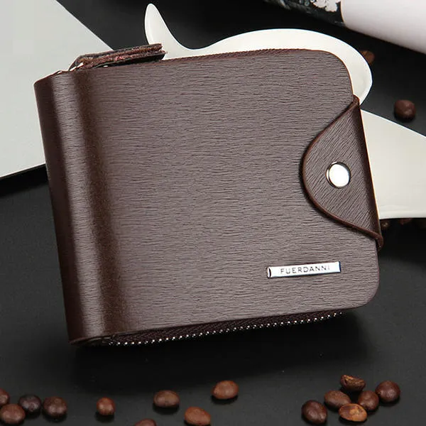 Men PU Leather Minimalist Zipper Wallet Multifunctional Multicard Card Holder