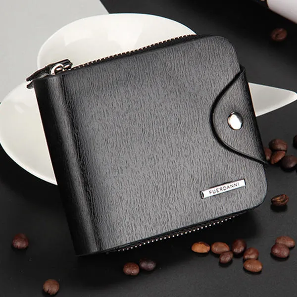 Men PU Leather Minimalist Zipper Wallet Multifunctional Multicard Card Holder