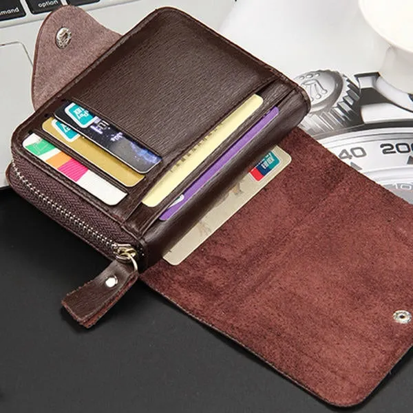 Men PU Leather Minimalist Zipper Wallet Multifunctional Multicard Card Holder