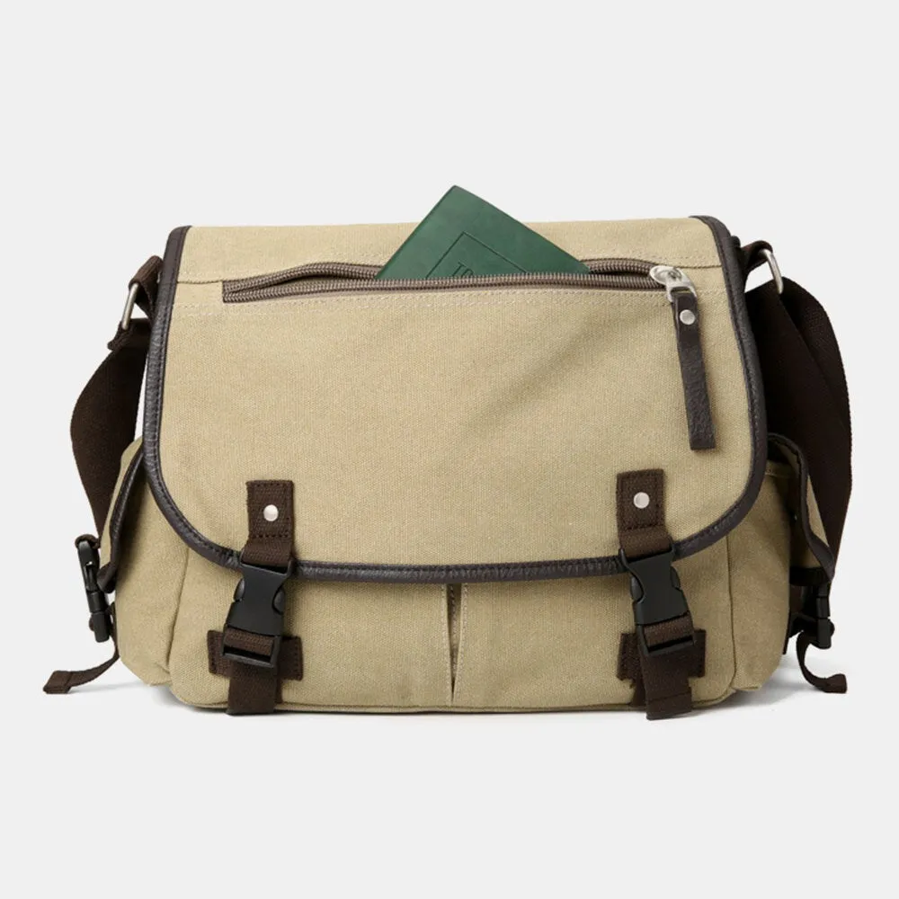 Men Vintage Large Capacity Wear-Resistant Canvas Crossbody Bag Casual Shoulder