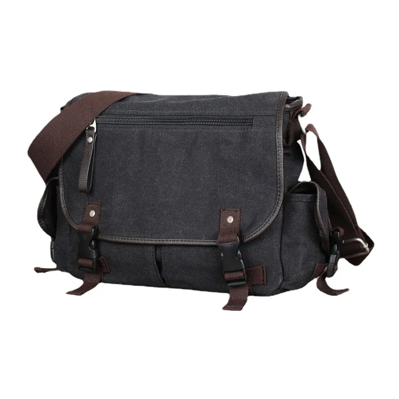 Men Vintage Large Capacity Wear-Resistant Canvas Crossbody Bag Casual Shoulder