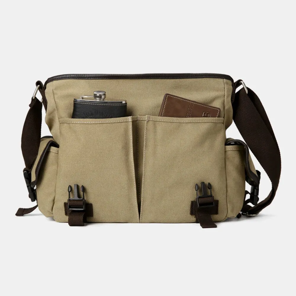 Men Vintage Large Capacity Wear-Resistant Canvas Crossbody Bag Casual Shoulder