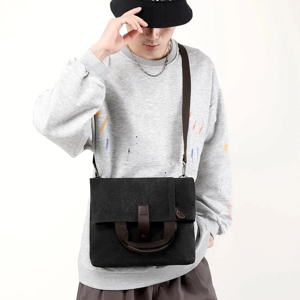 Men's Fashion Canvas Shoulder Bags Business Travel Crossbody Bags Men Multifunctional Messenger Bags Briefcase Men Handbag Tote