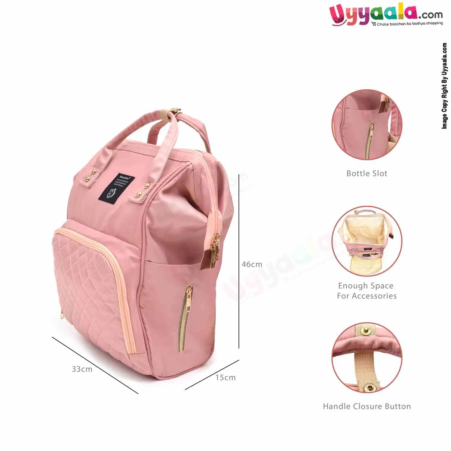 Mother's back pack (diaper bag) comfortable for travelling mothers, premium quality, size(45*34cm) - Pink