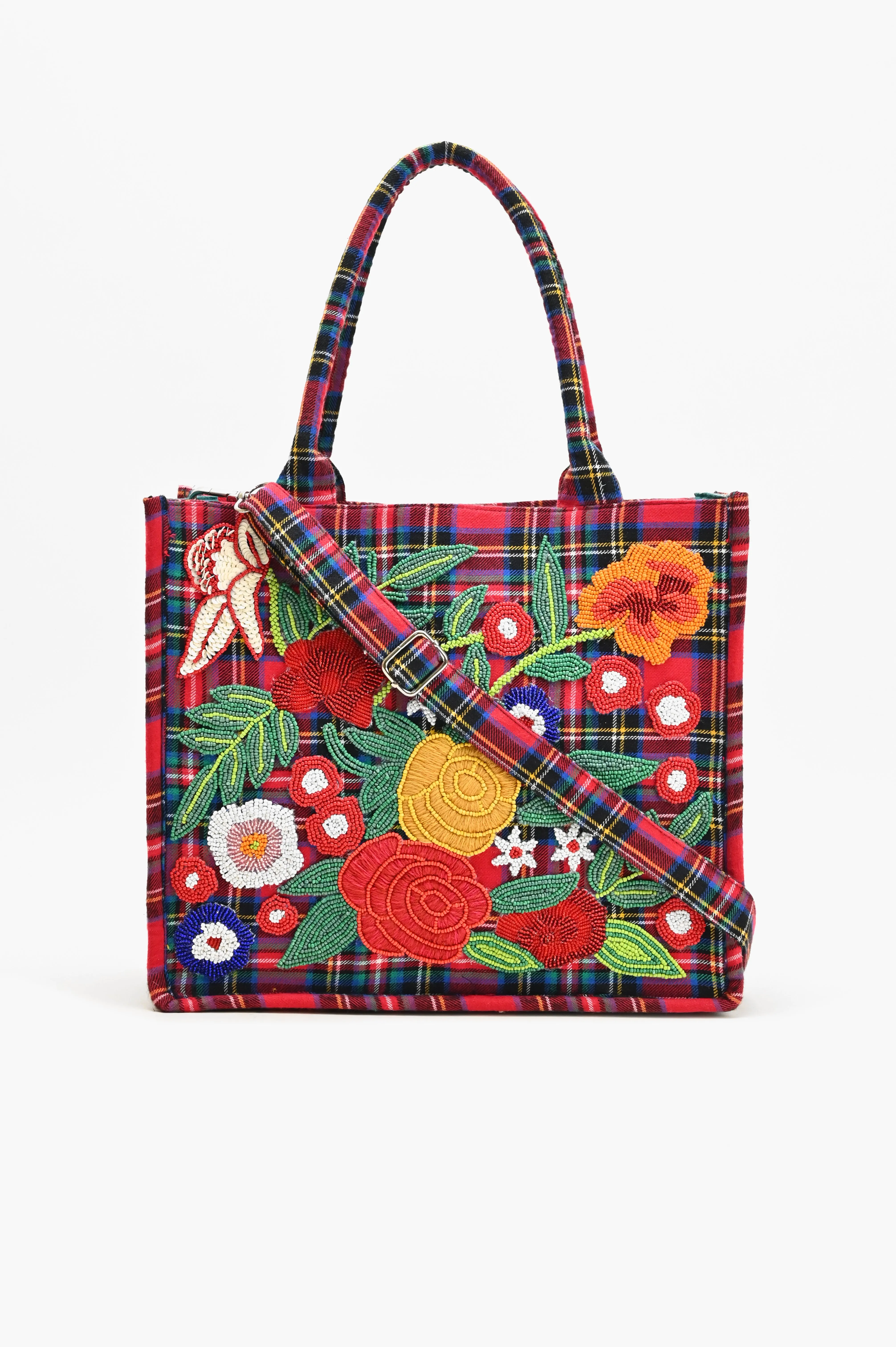 Plaid Pop Floral Tote