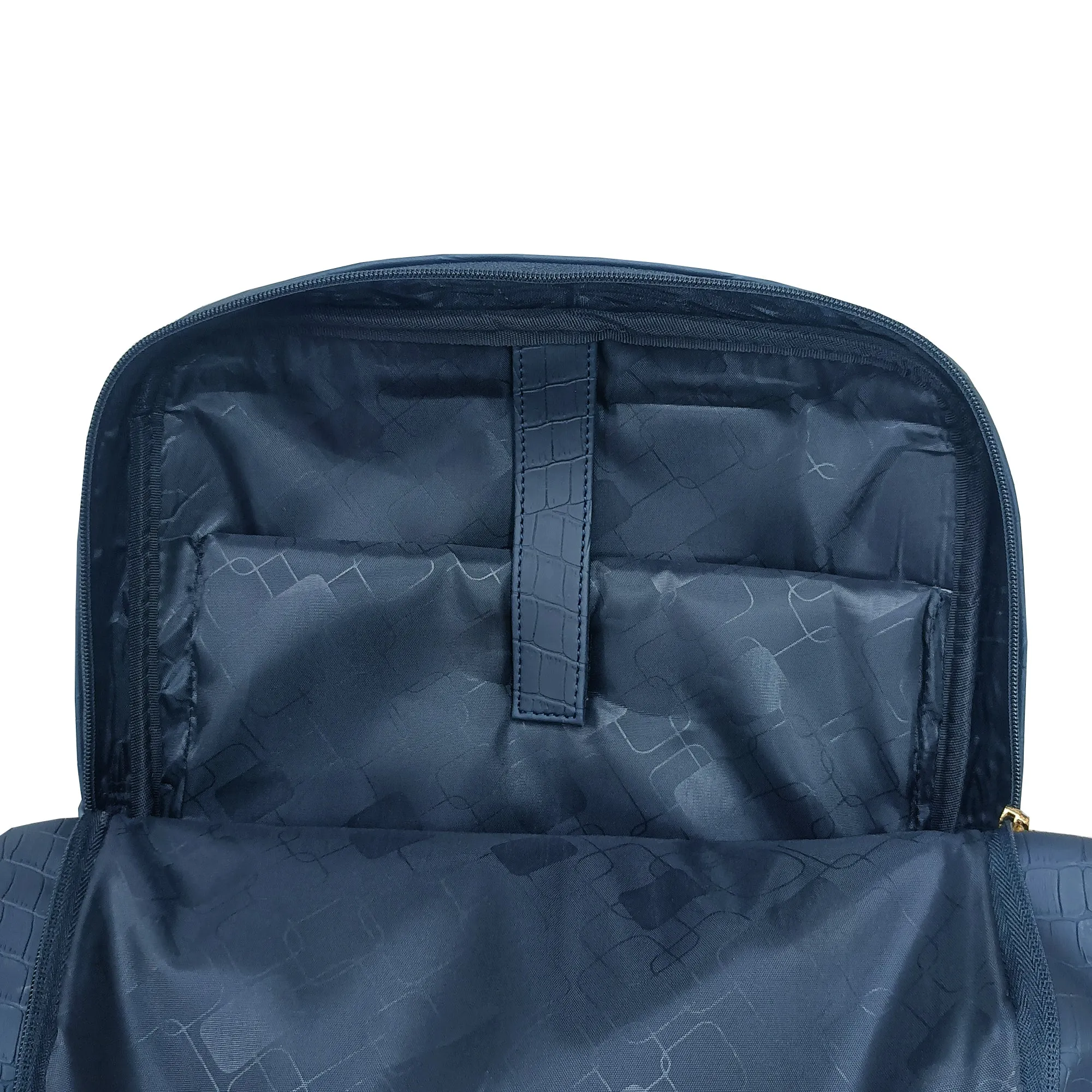 Premium Spacious Navy Blue Vegan Leather Backpack with Multiple Compartments